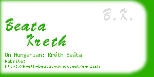 beata kreth business card
